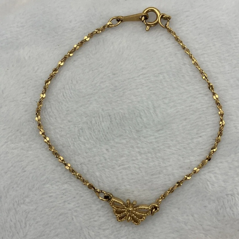 Vtg Avon Butterfly Chain Bracelet Dainty Minimalist Jewelry 6.5